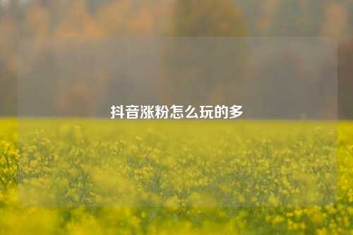 抖音涨粉怎么玩的多