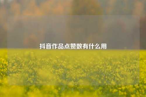 抖音作品点赞数有什么用